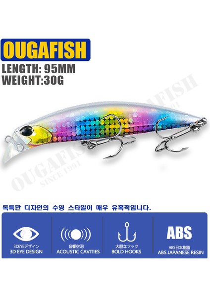 J Tarzı 30GX9.5CM Minnow Balıkçılık Cazibesi 30G Jerkbait Batan Tam Su Pesca Accesorios Mar Sazan Balık Leurre Isca Yapay Angeln Ekipmanları (Yurt Dışından)