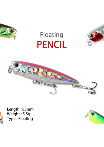 K Tarzı 6.5 cm 5.5g Balıkçılık Cazibesi Kalem Wobbler Cazibesi Sığ Yüzen REALISPENCIL65 Jerkbait Zigzag Swimbait Yapay Yem Bas Yem (Yurt Dışından) fiyatları