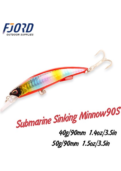 Renk-5 Tarzı 40G Fjord G 50G Sert Balıkçılık Cazibesi Batan Minnow Krank Yem Profesyonel Li Yapay Yem Olta Takımı (Yurt Dışından)