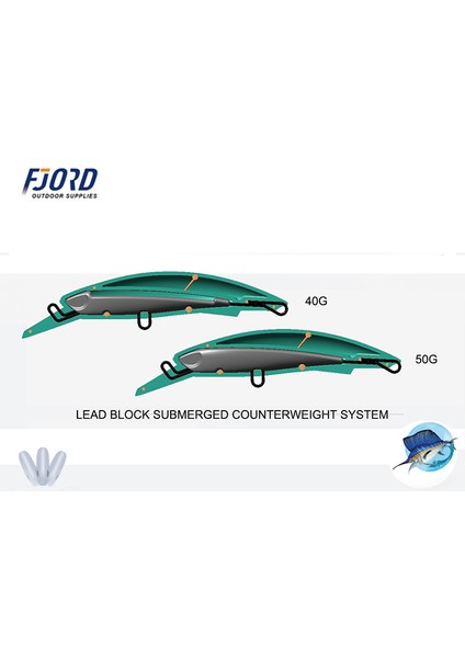 Renk-5 Tarzı 40G Fjord G 50G Sert Balıkçılık Cazibesi Batan Minnow Krank Yem Profesyonel Li Yapay Yem Olta Takımı (Yurt Dışından)