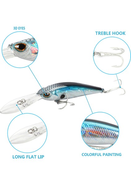 H Tarzı 6 cm 6g Balıkçılık Cazibesi Uzun Dudak Minnow Wobbler Cazibesi Derin Dalış Yüzen Jerkbait Swimbait Yapay Sert Yem Alabalık Bas Yem (Yurt Dışından)