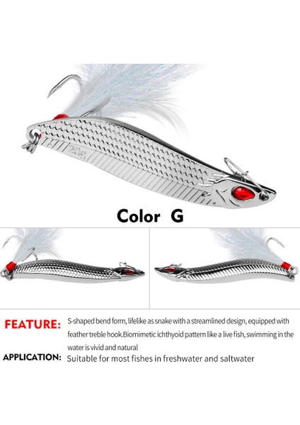 Ey Stil 7g Metal Vıb Leeers Kaşık Lures 7g 10G 15G 20G Yapay Yem Tüy Kanca ile Gece Olta Takımı Bas Pike Levrek (Yurt Dışından)