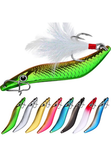 Ey Stil 7g Metal Vıb Leeers Kaşık Lures 7g 10G 15G 20G Yapay Yem Tüy Kanca ile Gece Olta Takımı Bas Pike Levrek (Yurt Dışından)