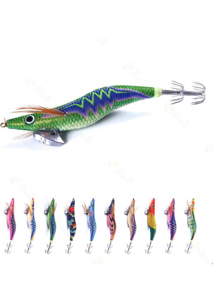 No.3 Tarzı Quid Jig Balıkçılık Lures Aydınlık Kuyruk Ahşap Karides Balıkçılık Kanca Ahtapot Mürekkepbalığı Yapay Jig Lures Sert Yem (Yurt Dışından)