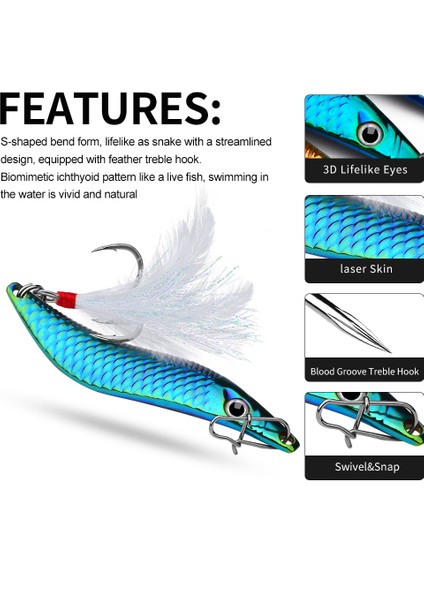 Ey Stil 7g Metal Vıb Leeers Kaşık Lures 7g 10G 15G 20G Yapay Yem Tüy Kanca ile Gece Olta Takımı Bas Pike Levrek (Yurt Dışından)