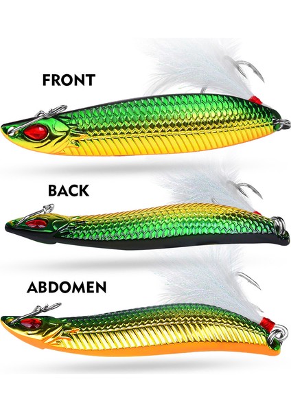 Ey Stil 7g Metal Vıb Leeers Kaşık Lures 7g 10G 15G 20G Yapay Yem Tüy Kanca ile Gece Olta Takımı Bas Pike Levrek (Yurt Dışından)