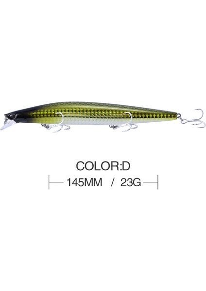 D Tarzı G Balıkçılık Cazibesi Tuzlu Su Fioating Minnow Tuzlu Su Siyah Bas Deniz Balıkçılığı Pike Uzun Döküm Sert Yemler Tungsten Ağırlık (Yurt Dışından)