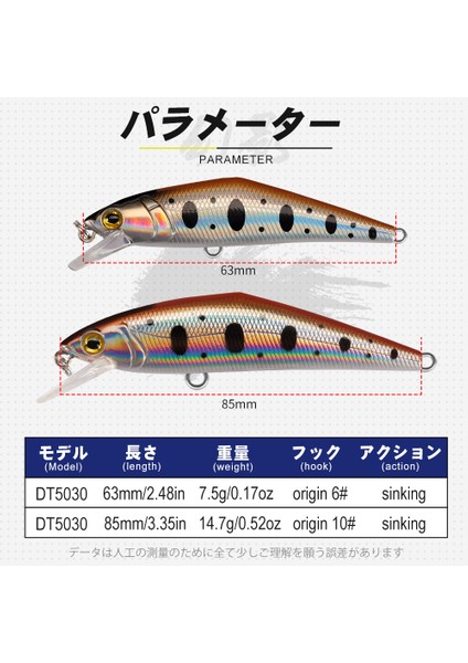 No.6 Stili D1 Nehir Alabalık Cazibesi Batan Minnow Balıkçılık Yem Yapay Sert Wobblers Jerkbait Crankbait Bas Pesca Mücadele (Yurt Dışından)