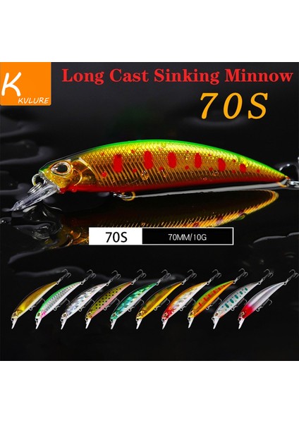 Bir Stil 7 cm 10G Balıkçılık Cazibesi Minnow Wobbler 70 S Uzun Döküm Hızla Batan Titreşim Jerkbait Swimbait Yapay Sert Yem Bas Yem (Yurt Dışından) fiyatları