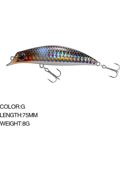 No.7 Tarzı 1 Adet Minnow Balıkçılık Cazibesi Yem Ağırlığı 8gmm Kış Mücadele Pesca Tuzlu Su Lures Articulos De Pesca Isca Yapay Sahte Balık (Yurt Dışından)
