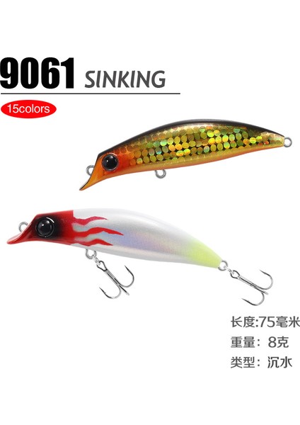 No.7 Tarzı 1 Adet Minnow Balıkçılık Cazibesi Yem Ağırlığı 8gmm Kış Mücadele Pesca Tuzlu Su Lures Articulos De Pesca Isca Yapay Sahte Balık (Yurt Dışından)