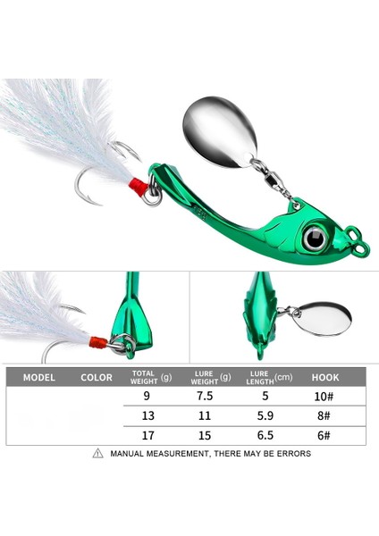 E Tarzı 9g Spinner Yem 9g 13G 17G Metal Vib Balıkçılık Cazibesi Trolling Döner Kaşık Wobbler Bas Pike Için Payet Pesca Batan Sert Yem (Yurt Dışından)