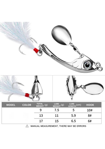 B Tarzı 17G Spinner Yem 9g 13G 17G Metal Vib Balıkçılık Cazibesi Trolling Döner Kaşık Wobbler Bas Pike Için Payet Pesca Batan Sert Yem (Yurt Dışından)