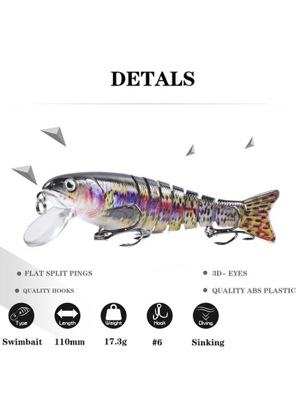 HS014-A-135MM Tarzı G Batan 8 Segements Çok Eklemli Swimbait Minnow Balıkçılık Lures Mandarin Fke Levrek Deniz Gölleri Nehir Göletinde (Yurt Dışından)