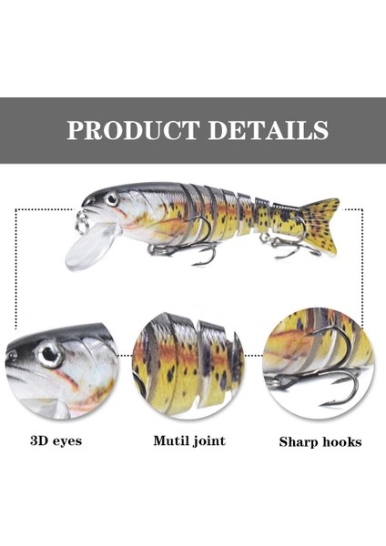 HS014-Q-135MM Tarzı G Batan 8 Segements Çok Eklemli Swimbait Minnow Balıkçılık Lures Mandarin Fke Levrek Deniz Gölleri Nehir Göletinde (Yurt Dışından) fırsatları