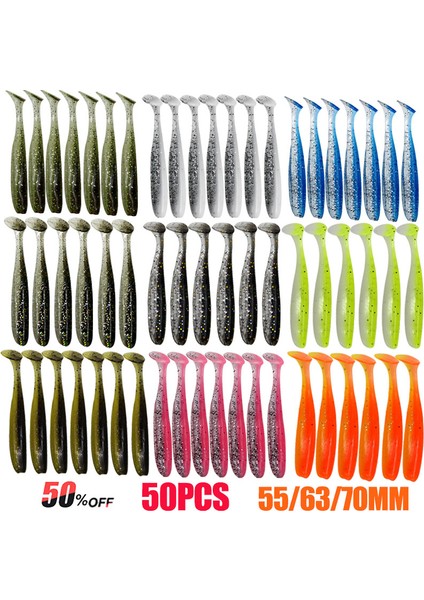 A-10PCS Tarzı 55MM mm Yumuşak Balıkçılık Cazibesi Yapay Silikon Alabalık Shad Sazan Solucan Batan Yemler T Kuyruk Jig Wobblers Balıkçılık Lures Mücadele (Yurt Dışından) fiyatları