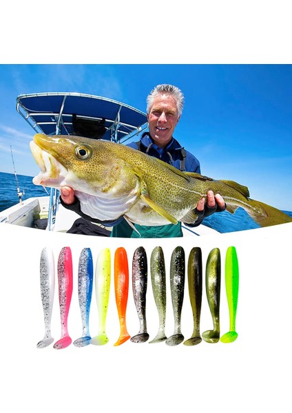 A-10PCS Tarzı 55MM mm Yumuşak Balıkçılık Cazibesi Yapay Silikon Alabalık Shad Sazan Solucan Batan Yemler T Kuyruk Jig Wobblers Balıkçılık Lures Mücadele (Yurt Dışından) modelleri