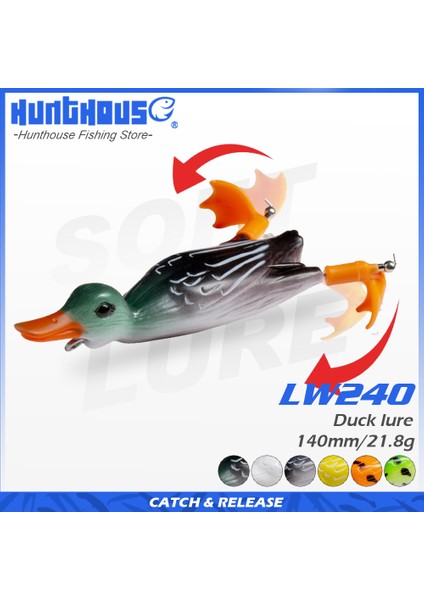 No.1 Stili 140MM Hunthouse Sıçrayan Ördek Pike Cazibesi Sıçrama Ayak Yüzen Bas G Tatlı Su Yumuşak Lures Balıkçılık Için Silikon Yem LW240 (Yurt Dışından)