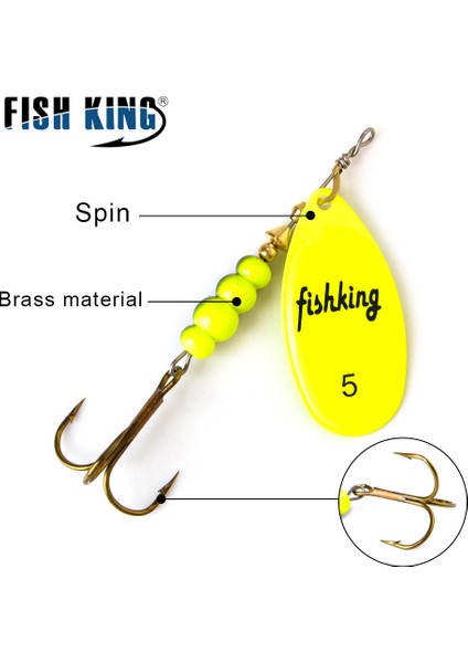 Altın Tarzı Fısh Kıng Er Yem 3.9g 4.6g 7.4g 10.8g 15G Dönen Ers Kaşık Lures Turna Metal Tiz Kancalar Balıkçılık Cazibesi (Yurt Dışından) modelleri