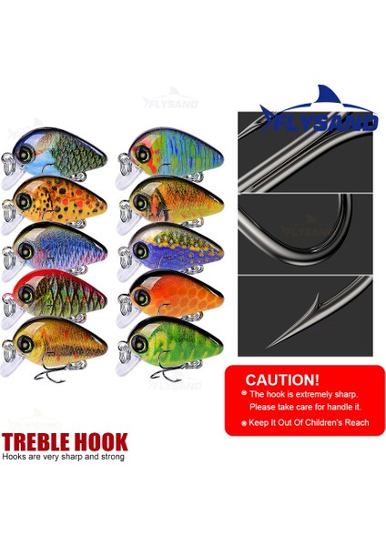 H Tarzı Flysand 2.85CM.12 1.95G.068OZ Crankbait Yüzmek Balıkçılık Cazibesi Yapay Sert Krank Yem Wobble Mini Balıkçılık Crankbait Cazibesi (Yurt Dışından)