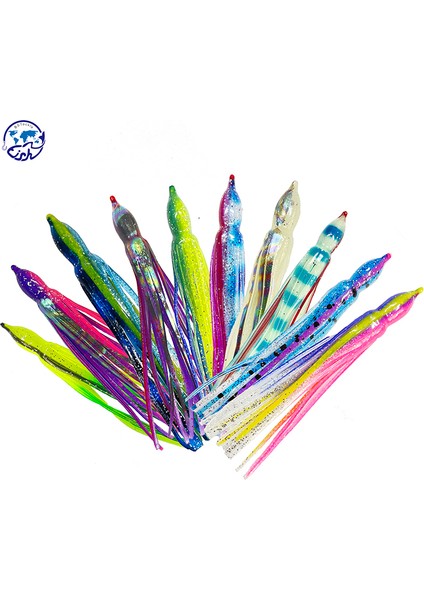 No.10 Stili 12 cm Göz Yok Okyanus Ahtapot Etekler Cazibesi Trolling Etekler Cazibesi Ahtapot Kalamar Etek Lures Yem Tuzlu Su Yumuşak Balıkçılık Lures (Yurt Dışından) fiyatları