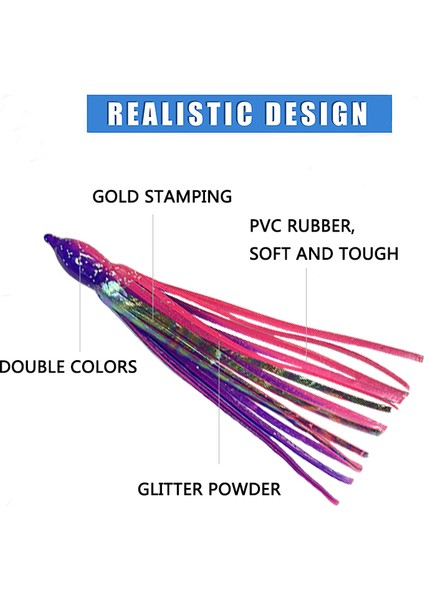 No.10 Stili 12 cm Göz Yok Okyanus Ahtapot Etekler Cazibesi Trolling Etekler Cazibesi Ahtapot Kalamar Etek Lures Yem Tuzlu Su Yumuşak Balıkçılık Lures (Yurt Dışından) modelleri