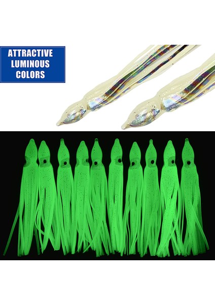 No.10 Stili 12 cm Göz Yok Okyanus Ahtapot Etekler Cazibesi Trolling Etekler Cazibesi Ahtapot Kalamar Etek Lures Yem Tuzlu Su Yumuşak Balıkçılık Lures (Yurt Dışından) indirimleri