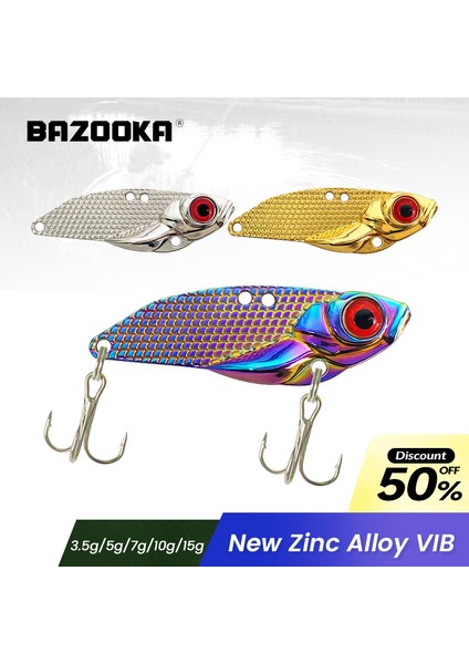 XWSVIB0003 Stili 15G Bazuka Vıb Yavaş Jig Jig Metal Yem Balıkçılık Cazibesi Kaşık Kurşun Batan Biyonik Yapay Sert Tekne Tüy Bas Pike Kış (Yurt Dışından)