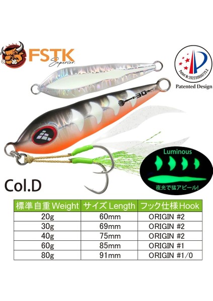 Renklid Stili 80G Fstk Patent Deniz Balıkçılığı Yavaş Adım Jig 30G40G60G80G Orfoz Öldürücü Metal Jig Dart Jig Kaşık Yapay Yem Jig Balıkçılık Cazibesi (Yurt Dışından)