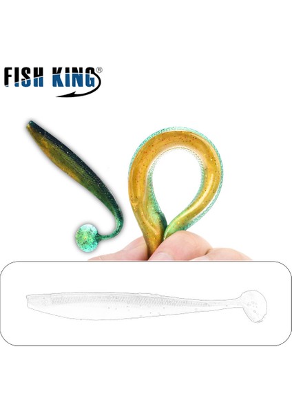 NO.362 Stili 90MM-5 Adet Balık Kral Silikon Yem Yumuşak Balıkçılık Cazibesi T Kuyruk Kauçuk Yapay Yumuşak Yemler Wobblers Bas Pike (Yurt Dışından)