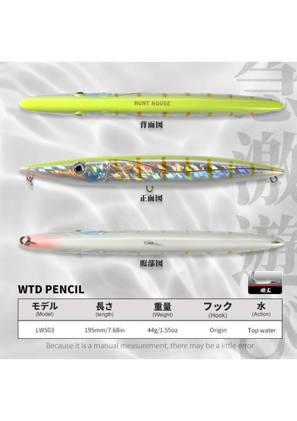 No.9 Stili 195 mm Hunthouse Don Belone Kalem Yem Espetron Leurre Wtd Balıkçılık Lures Üst Su G Uzun Döküm Lüfer Levrek Ton Balığı T (Yurt Dışından) modelleri