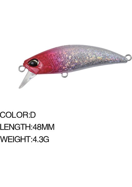 D Tarzı 4.8 cm 4.3g Balıkçılık Cazibesi Minnow Wobbler Spearhead 48HS Ağır Batan Jerkbait Swimbait Yapay Sert Yem Alabalık Yem Bas Yem (Yurt Dışından)