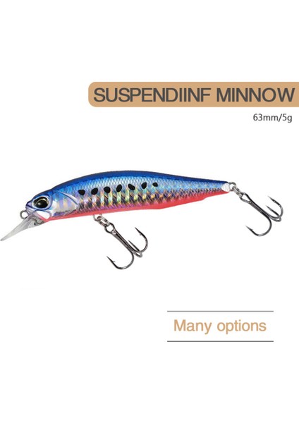 H Tarzı 6.3 cm 5g Balıkçılık Cazibesi Minnow Wobbler Rozante Uspending Trolling Jerkbait Swimbait Yapay Yem Tatlı Su Bas Yem (Yurt Dışından) modelleri