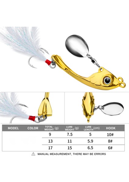 D Tarzı 13G Spinner Yem 9g 13G 17G Metal Vib Balıkçılık Cazibesi Trolling Döner Kaşık Wobbler Bas Pike Için Payet Pesca Batan Sert Yem (Yurt Dışından)