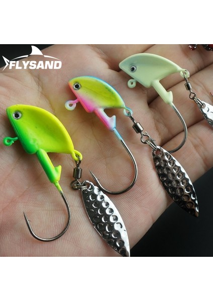 Yeşil Stil 10 gr Flysand Sert Yem Jig Cazibesi Yemler Balıkçılık Jig Kanca Kaşık Paslanmaz Sheel Er Söğüt Döküm Bıçakları Kiti Flysand Fis (Yurt Dışından)