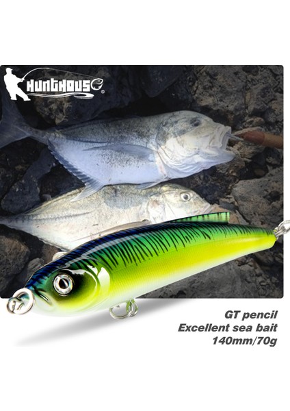 No.10 Stili 140MM Hunthouse Kalem Batan Balıkçılık Cazibesi G LW136 Gt Ton Balığı Levrek Olta Takımı Okyanus Tekne Olta Takımı Deniz Suyu Yemi (Yurt Dışından) fiyatları