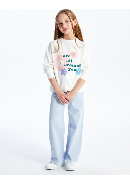 Rio - Örme Baskı Detaylı Sweatshirt - Beyaz