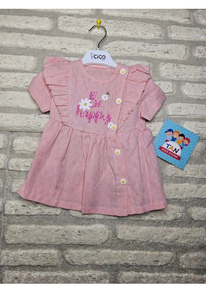 Papatya Motifli ve Düğmeli Elbise