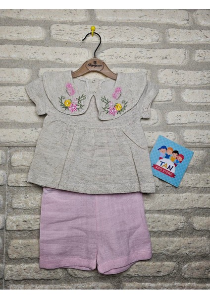 Çiçek Yakalı Müslin 2'li Takım