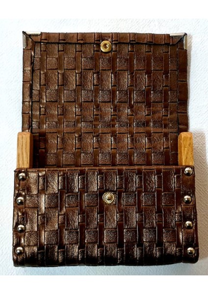 Deri Para Cüzdanı 10 X 14 Cm El Yapımı Çif Kat Deri Yan Kenarları Ahşap fiyatları