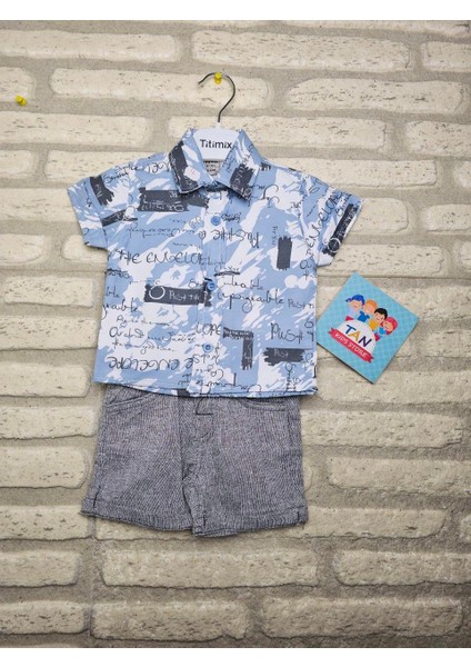 keten şortlu yazı detaylı takım