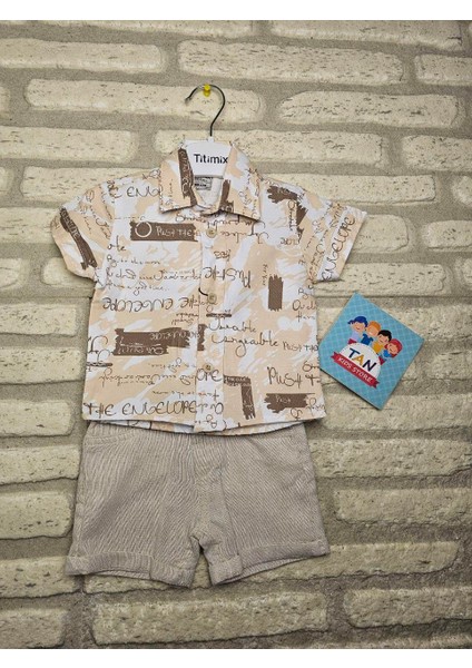 keten şortlu yazı detaylı takım modelleri