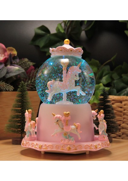 Etrafı Dönen Unicorn Kar Motorlu, Işıklı ve Müzikli Mega Boy Kar Küresi