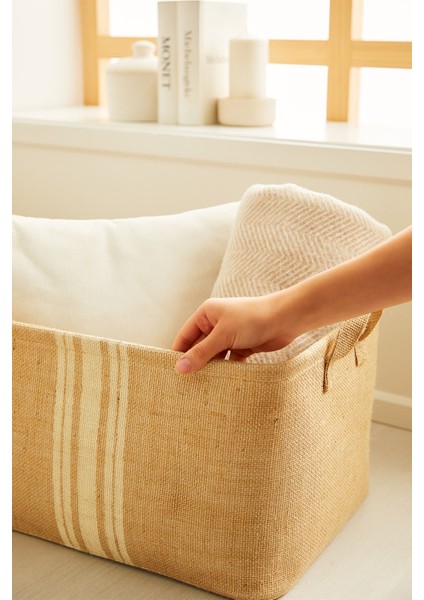 Jüt Dolap İçi Çamaşır Çocuk Odası Oyuncak Düzenleyici Katlanır Saklama Sepeti Organizer 42x31x25 cm fiyatları