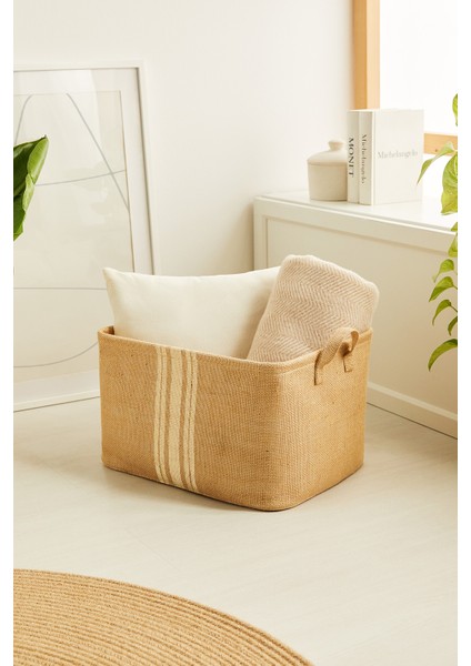 Jüt Dolap İçi Çamaşır Çocuk Odası Oyuncak Düzenleyici Katlanır Saklama Sepeti Organizer 42x31x25 cm indirimleri