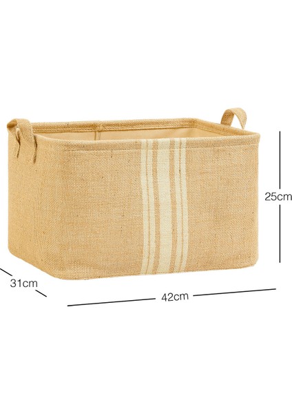 Jüt Dolap İçi Çamaşır Çocuk Odası Oyuncak Düzenleyici Katlanır Saklama Sepeti Organizer 42x31x25 cm