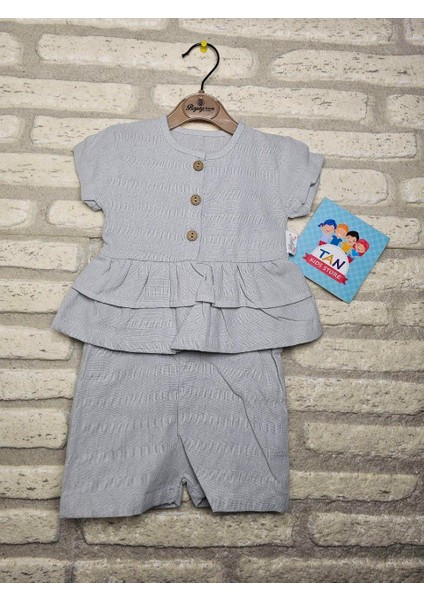 Önü Düğmeli Fırfırlı Elbise