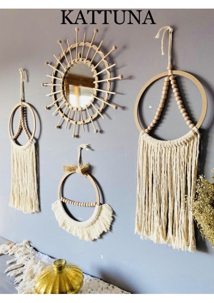 Wall Art Bohem Makrome Duvar Dekorasyon Ürünü 4’lü Set ZRN280