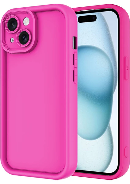 Case 4u Apple iPhone 13 Kılıf Kamera Korumalı Ananas Kapak Koyu Pembe