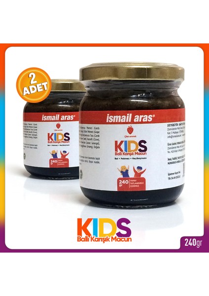 Ismail Aras 2 Adet Çocuklara Özel Bal,pekmez,keçiboynuzu ve Çilek Aromalı Macun